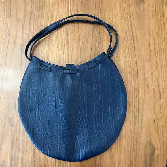 Vintage Navy Blue Vinyl Bag Red Watermelon Slice Pockets - Picture 2 of 10